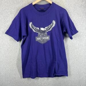 Vintage Harley Davidson Graphic T Shirt Greg Lummus Large Asheville NC Purple 97